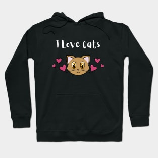 I Love Cats  Quote With Cute Cat And Pink Hearts Hoodie